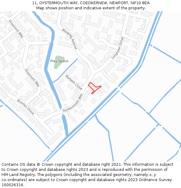 11, OYSTERMOUTH WAY, COEDKERNEW, NEWPORT, NP10 8EA: Location map and indicative extent of plot