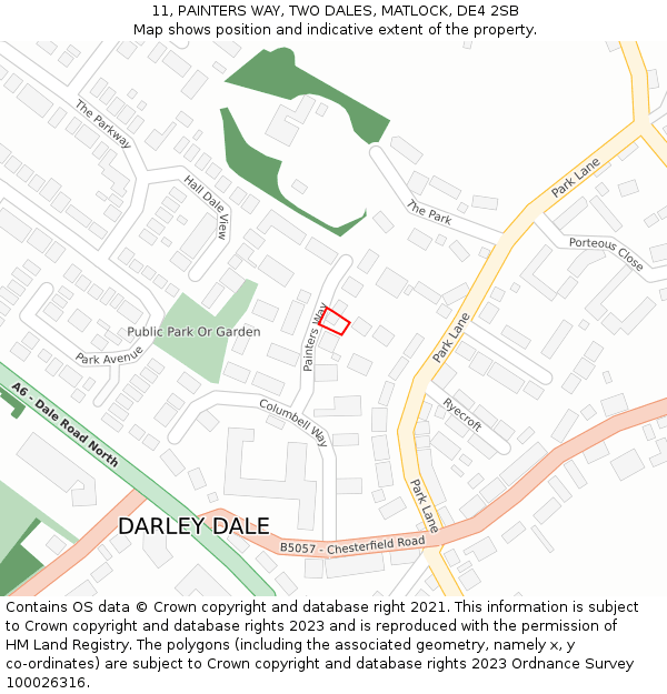 11, PAINTERS WAY, TWO DALES, MATLOCK, DE4 2SB: Location map and indicative extent of plot