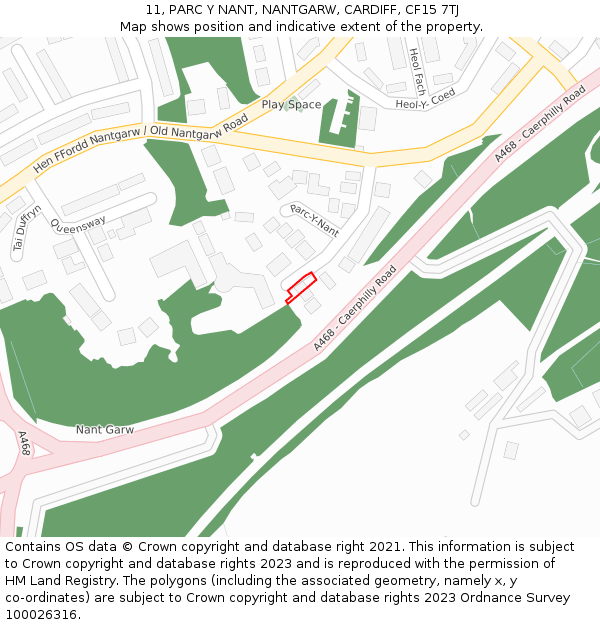 11, PARC Y NANT, NANTGARW, CARDIFF, CF15 7TJ: Location map and indicative extent of plot