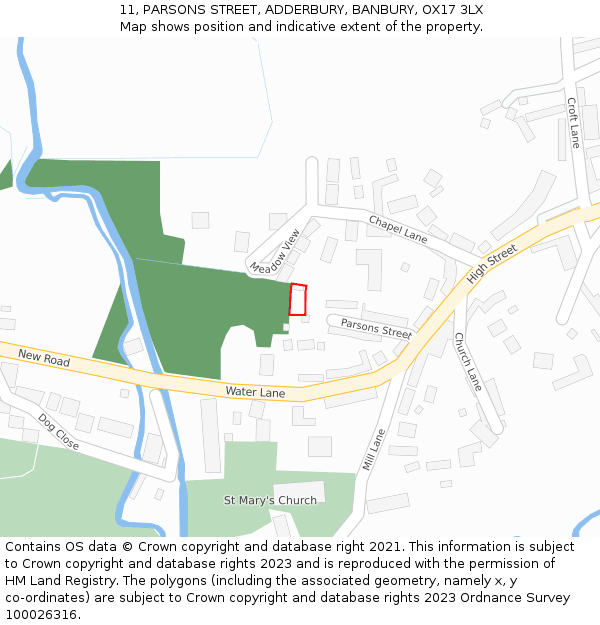 11, PARSONS STREET, ADDERBURY, BANBURY, OX17 3LX: Location map and indicative extent of plot