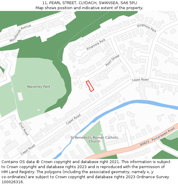 11, PEARL STREET, CLYDACH, SWANSEA, SA6 5PU: Location map and indicative extent of plot