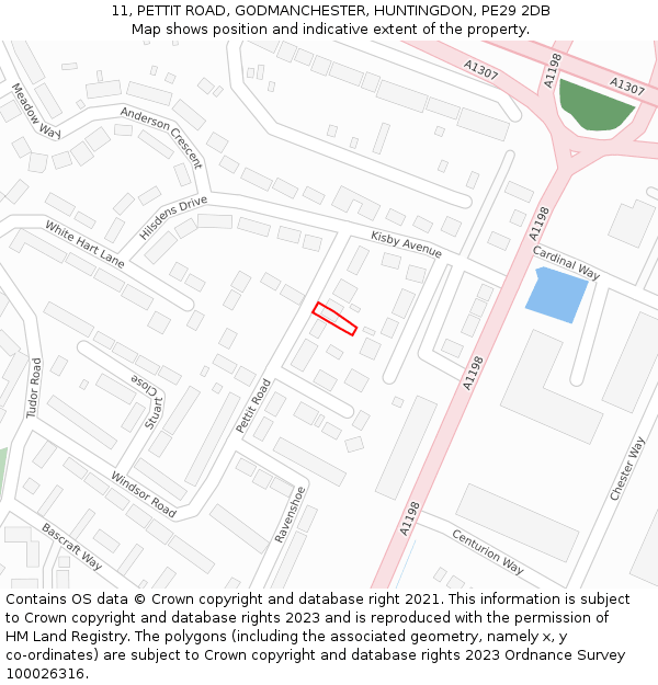 11, PETTIT ROAD, GODMANCHESTER, HUNTINGDON, PE29 2DB: Location map and indicative extent of plot