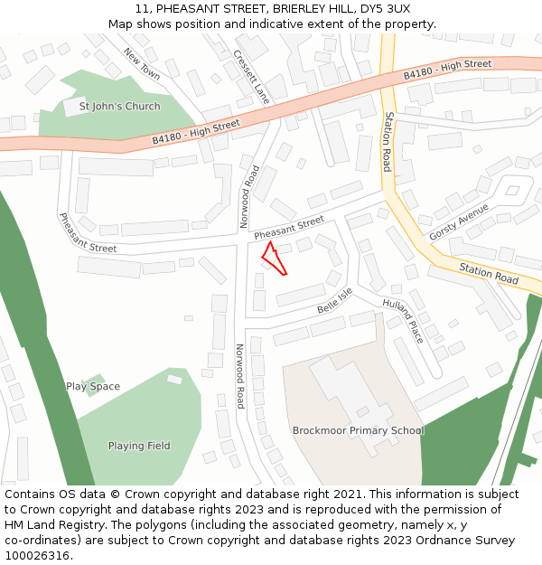 11, PHEASANT STREET, BRIERLEY HILL, DY5 3UX: Location map and indicative extent of plot