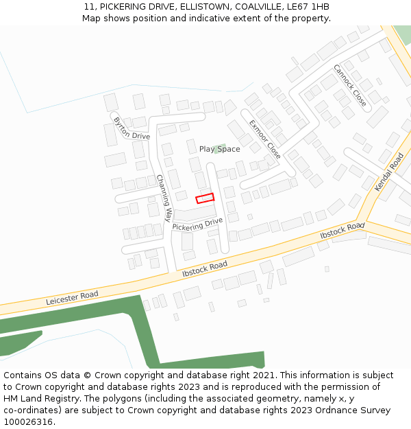 11, PICKERING DRIVE, ELLISTOWN, COALVILLE, LE67 1HB: Location map and indicative extent of plot