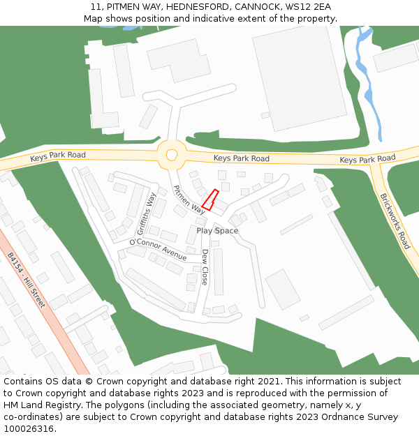 11, PITMEN WAY, HEDNESFORD, CANNOCK, WS12 2EA: Location map and indicative extent of plot