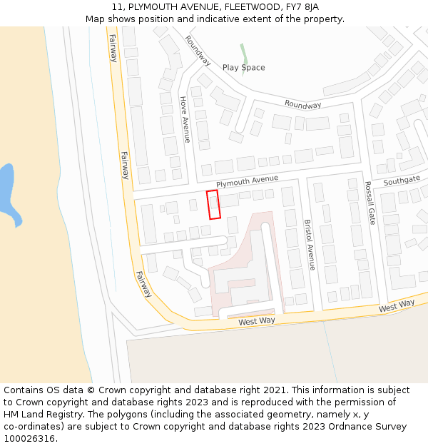 11, PLYMOUTH AVENUE, FLEETWOOD, FY7 8JA: Location map and indicative extent of plot