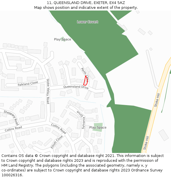 11, QUEENSLAND DRIVE, EXETER, EX4 5AZ: Location map and indicative extent of plot