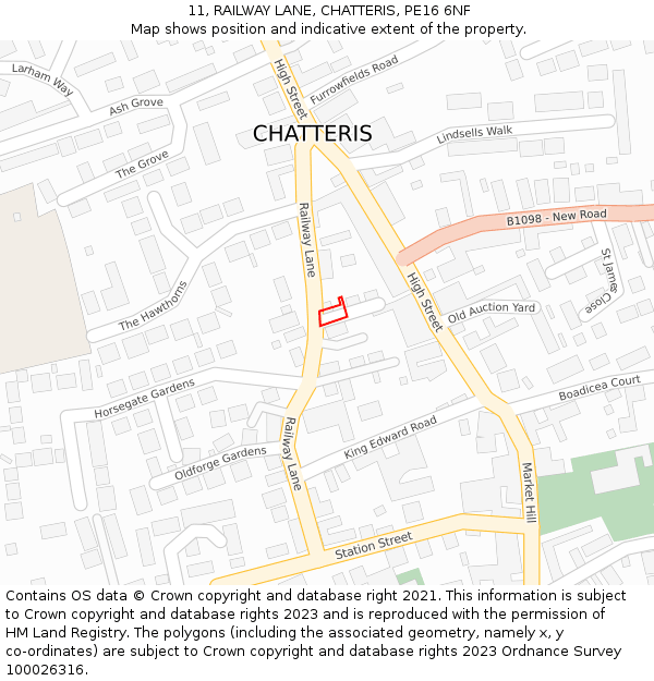 11, RAILWAY LANE, CHATTERIS, PE16 6NF: Location map and indicative extent of plot