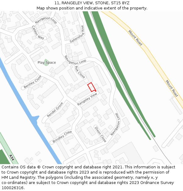 11, RANGELEY VIEW, STONE, ST15 8YZ: Location map and indicative extent of plot