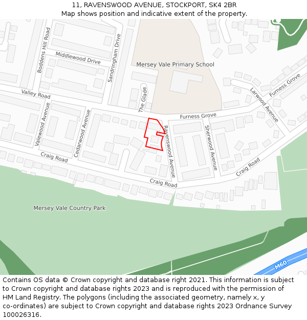 11, RAVENSWOOD AVENUE, STOCKPORT, SK4 2BR: Location map and indicative extent of plot