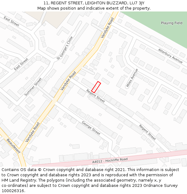 11, REGENT STREET, LEIGHTON BUZZARD, LU7 3JY: Location map and indicative extent of plot