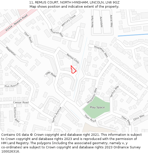 11, REMUS COURT, NORTH HYKEHAM, LINCOLN, LN6 9GZ: Location map and indicative extent of plot