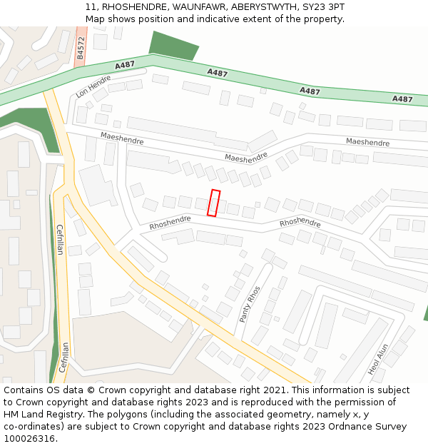 11, RHOSHENDRE, WAUNFAWR, ABERYSTWYTH, SY23 3PT: Location map and indicative extent of plot