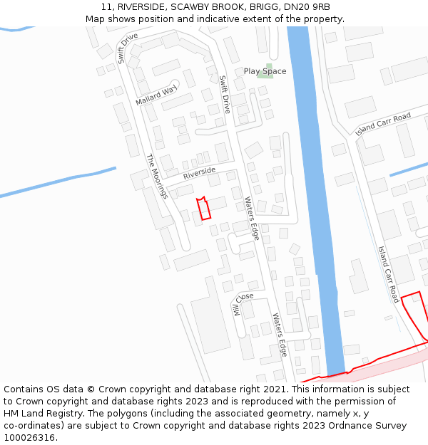 11, RIVERSIDE, SCAWBY BROOK, BRIGG, DN20 9RB: Location map and indicative extent of plot