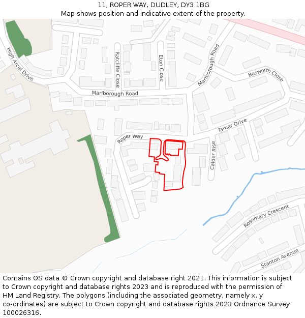 11, ROPER WAY, DUDLEY, DY3 1BG: Location map and indicative extent of plot