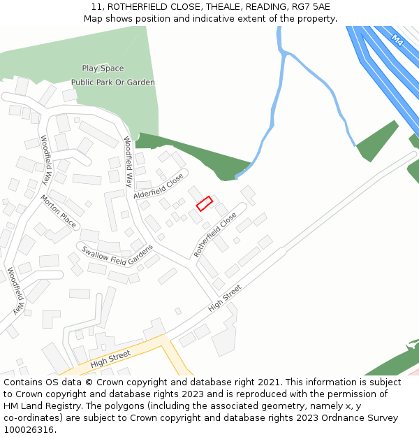 11, ROTHERFIELD CLOSE, THEALE, READING, RG7 5AE: Location map and indicative extent of plot