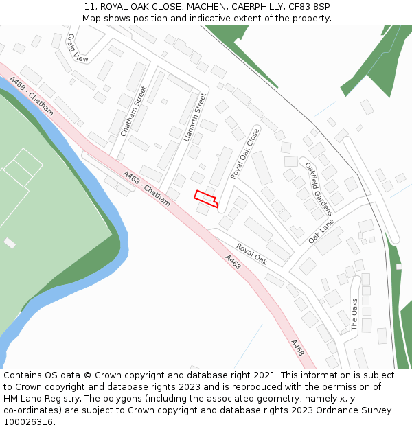 11, ROYAL OAK CLOSE, MACHEN, CAERPHILLY, CF83 8SP: Location map and indicative extent of plot
