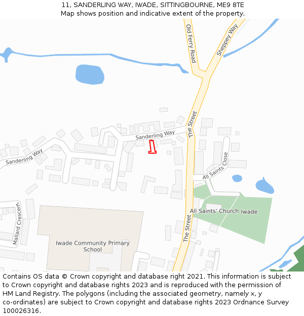 11, SANDERLING WAY, IWADE, SITTINGBOURNE, ME9 8TE: Location map and indicative extent of plot