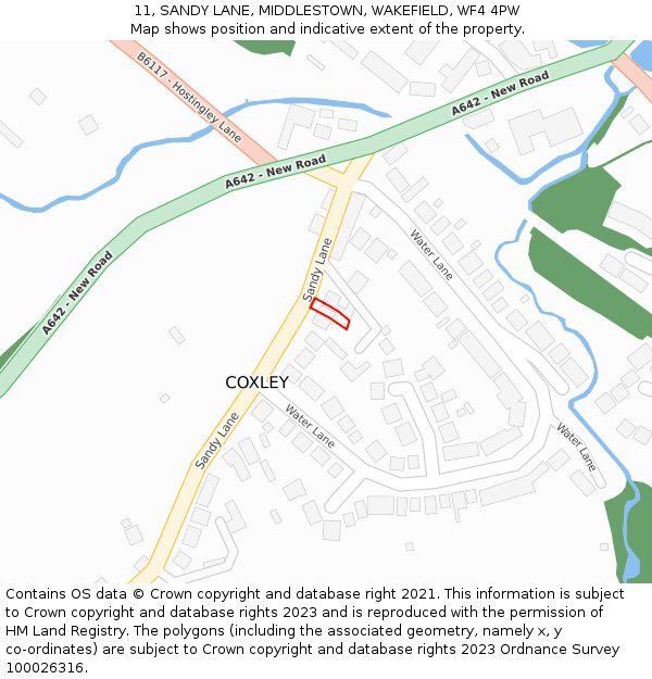 11, SANDY LANE, MIDDLESTOWN, WAKEFIELD, WF4 4PW: Location map and indicative extent of plot