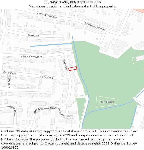 11, SAXON WAY, BENFLEET, SS7 5ED: Location map and indicative extent of plot