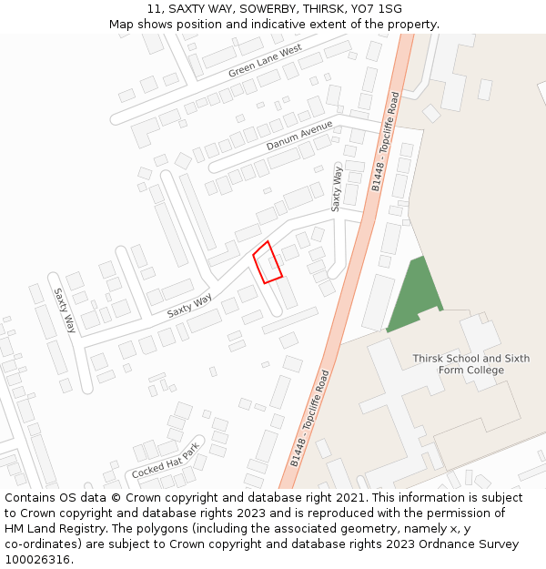 11, SAXTY WAY, SOWERBY, THIRSK, YO7 1SG: Location map and indicative extent of plot