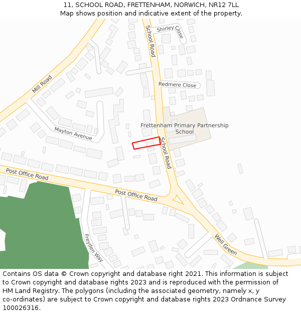 11, SCHOOL ROAD, FRETTENHAM, NORWICH, NR12 7LL: Location map and indicative extent of plot