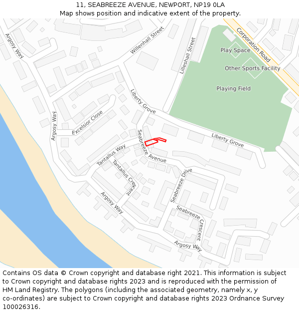 11, SEABREEZE AVENUE, NEWPORT, NP19 0LA: Location map and indicative extent of plot