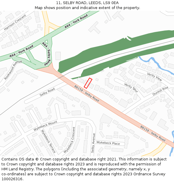 11, SELBY ROAD, LEEDS, LS9 0EA: Location map and indicative extent of plot