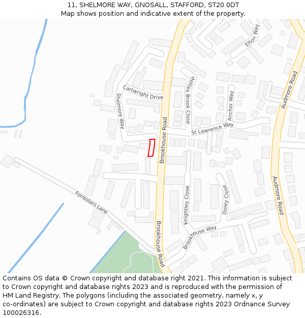11, SHELMORE WAY, GNOSALL, STAFFORD, ST20 0DT: Location map and indicative extent of plot