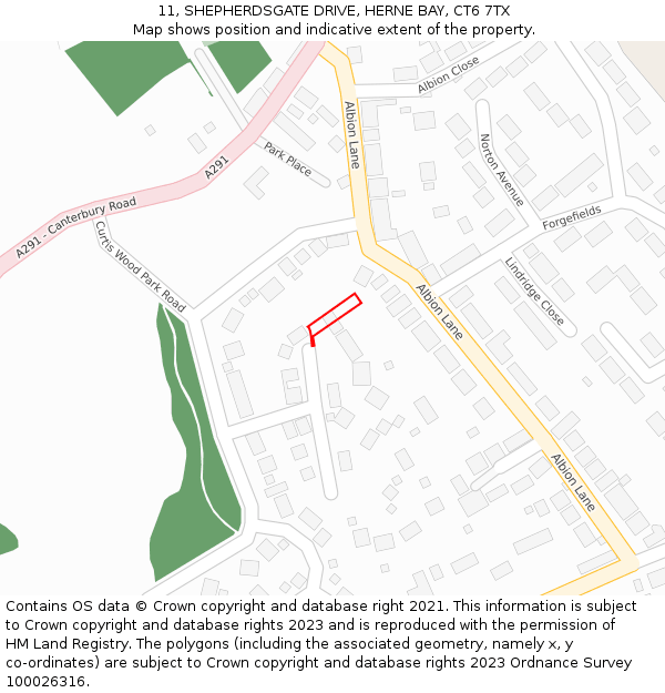 11, SHEPHERDSGATE DRIVE, HERNE BAY, CT6 7TX: Location map and indicative extent of plot