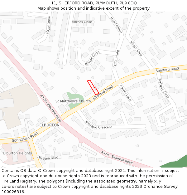 11, SHERFORD ROAD, PLYMOUTH, PL9 8DQ: Location map and indicative extent of plot