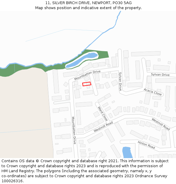 11, SILVER BIRCH DRIVE, NEWPORT, PO30 5AG: Location map and indicative extent of plot