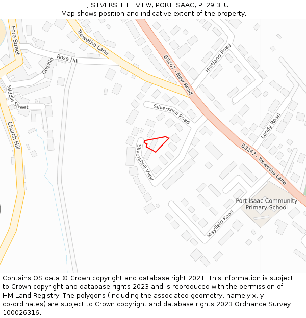 11, SILVERSHELL VIEW, PORT ISAAC, PL29 3TU: Location map and indicative extent of plot