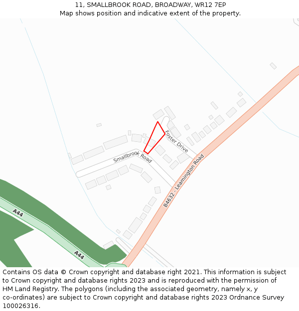 11, SMALLBROOK ROAD, BROADWAY, WR12 7EP: Location map and indicative extent of plot