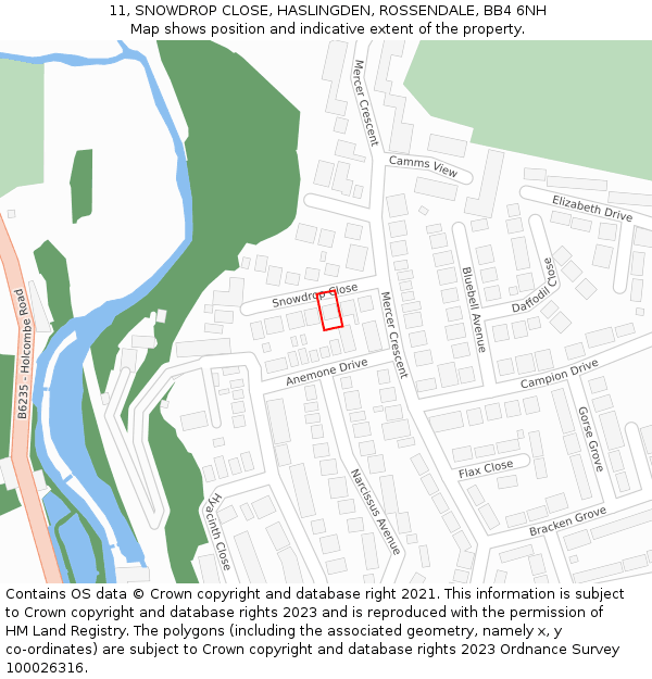 11, SNOWDROP CLOSE, HASLINGDEN, ROSSENDALE, BB4 6NH: Location map and indicative extent of plot