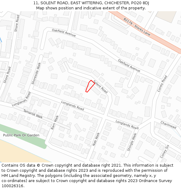 11, SOLENT ROAD, EAST WITTERING, CHICHESTER, PO20 8DJ: Location map and indicative extent of plot