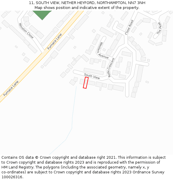 11, SOUTH VIEW, NETHER HEYFORD, NORTHAMPTON, NN7 3NH: Location map and indicative extent of plot