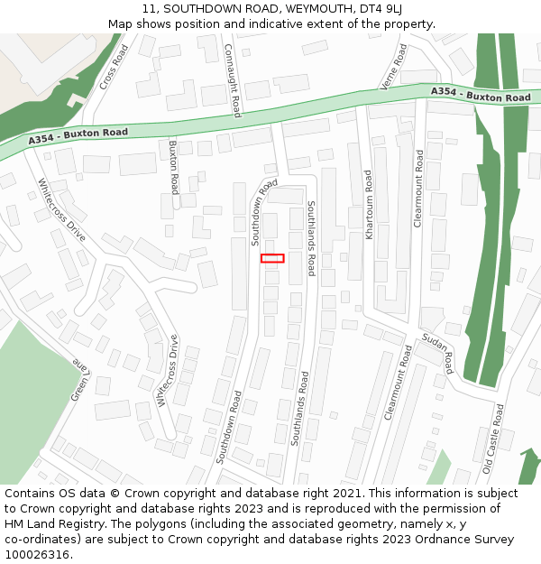 11, SOUTHDOWN ROAD, WEYMOUTH, DT4 9LJ: Location map and indicative extent of plot