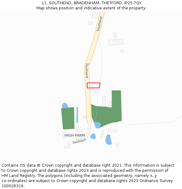 11, SOUTHEND, BRADENHAM, THETFORD, IP25 7QY: Location map and indicative extent of plot