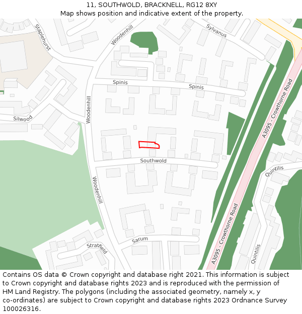 11, SOUTHWOLD, BRACKNELL, RG12 8XY: Location map and indicative extent of plot