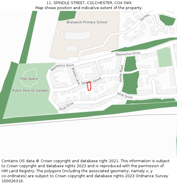 11, SPINDLE STREET, COLCHESTER, CO4 5WX: Location map and indicative extent of plot