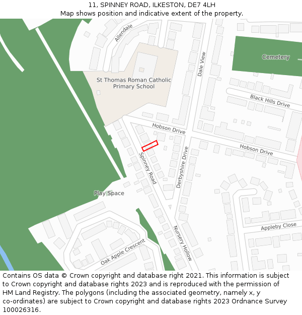 11, SPINNEY ROAD, ILKESTON, DE7 4LH: Location map and indicative extent of plot