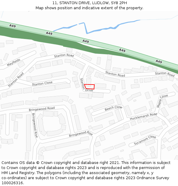 11, STANTON DRIVE, LUDLOW, SY8 2PH: Location map and indicative extent of plot
