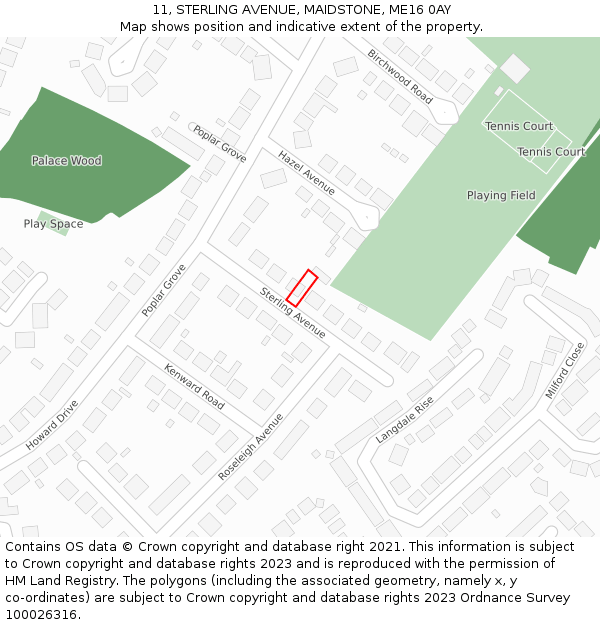 11, STERLING AVENUE, MAIDSTONE, ME16 0AY: Location map and indicative extent of plot