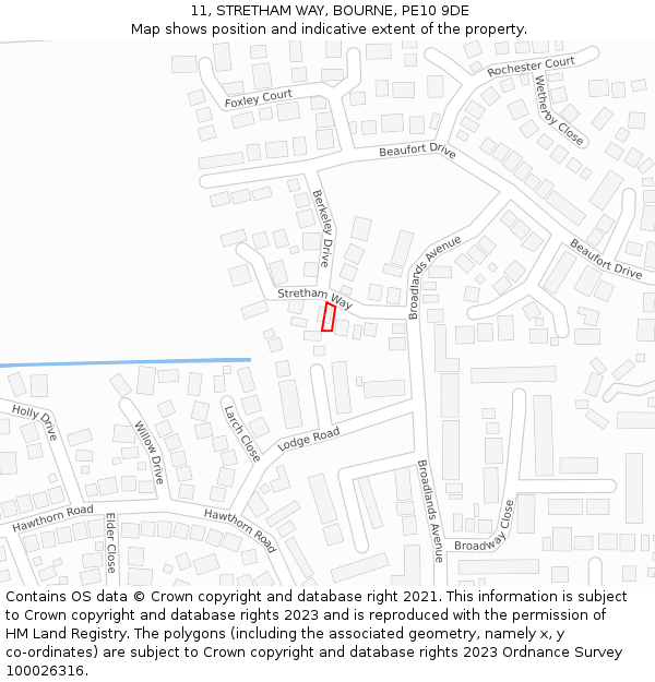 11, STRETHAM WAY, BOURNE, PE10 9DE: Location map and indicative extent of plot