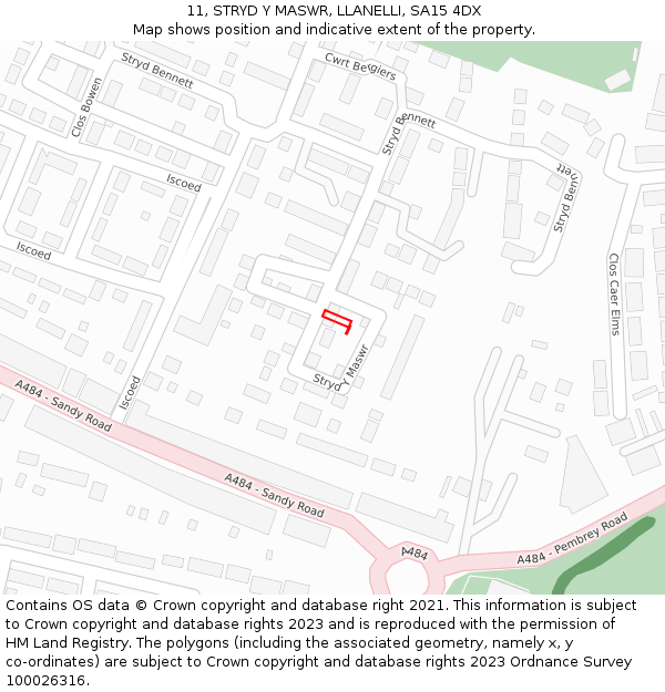 11, STRYD Y MASWR, LLANELLI, SA15 4DX: Location map and indicative extent of plot