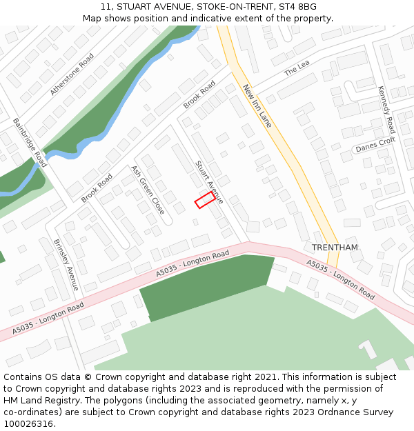 11, STUART AVENUE, STOKE-ON-TRENT, ST4 8BG: Location map and indicative extent of plot