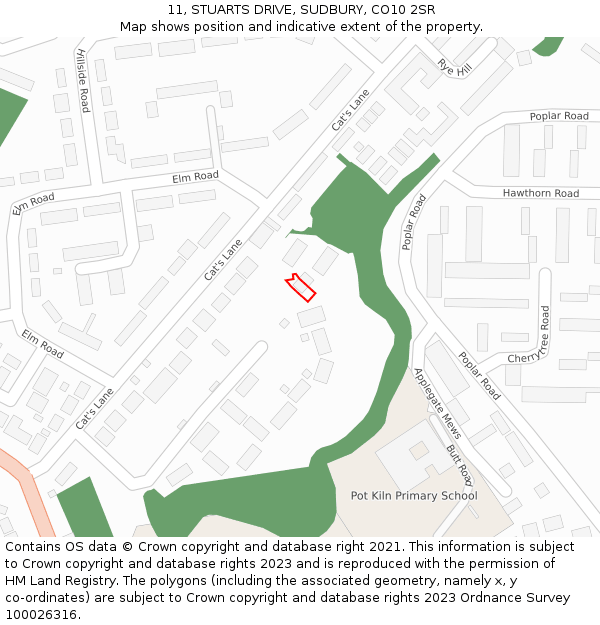 11, STUARTS DRIVE, SUDBURY, CO10 2SR: Location map and indicative extent of plot