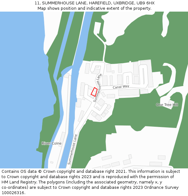 11, SUMMERHOUSE LANE, HAREFIELD, UXBRIDGE, UB9 6HX: Location map and indicative extent of plot