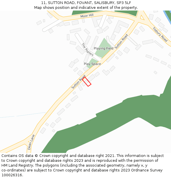 11, SUTTON ROAD, FOVANT, SALISBURY, SP3 5LF: Location map and indicative extent of plot